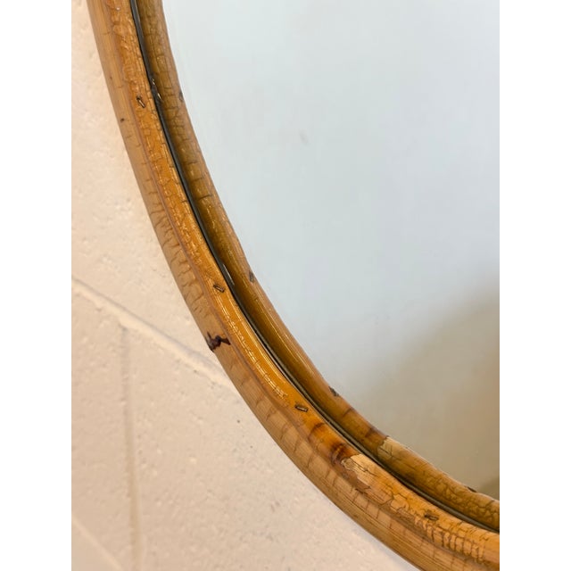 Oval Bamboo Mirror, 1970s For Sale - Image 6 of 7