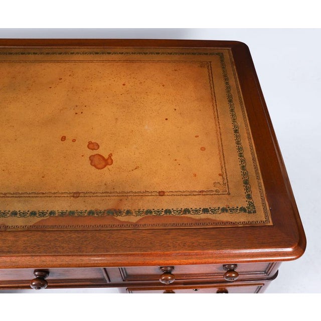 Vintage Flame Mahogany Twin Pedestal Desk For Sale - Image 6 of 18