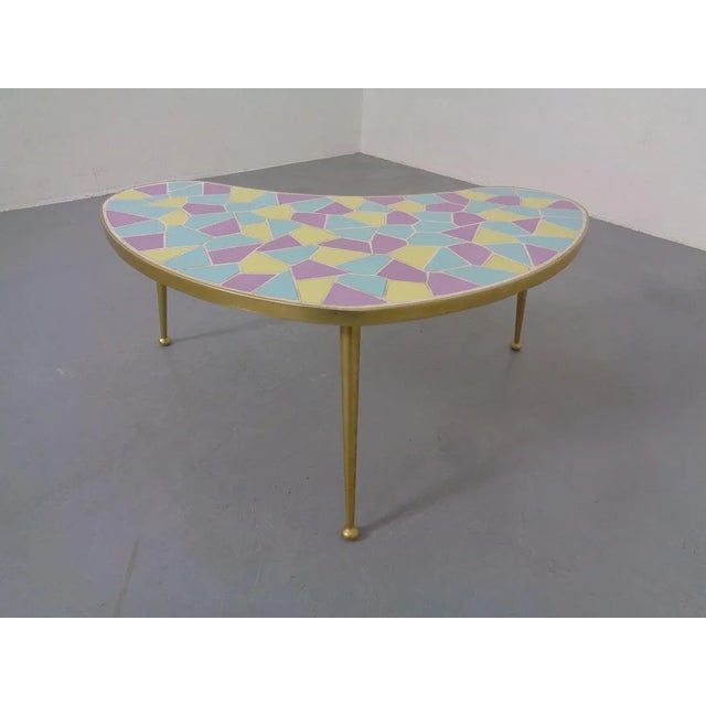 German Ceramic Metal & Mosaic Kidney Side Table, 1950s For Sale - Image 6 of 18