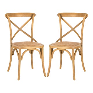 18''H X Back Farmhouse Chair in Weathered Oak & Medium Brown - a Pair For Sale