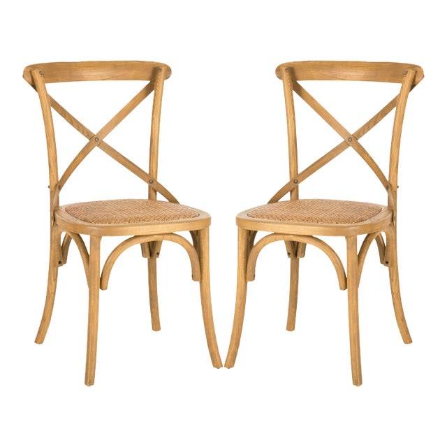 18''H X Back Farmhouse Chair in Weathered Oak & Medium Brown - a Pair For Sale
