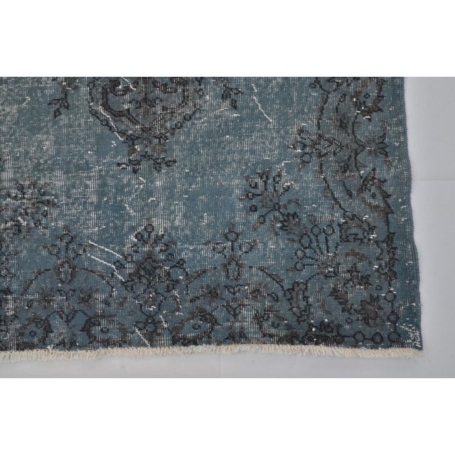 Blue 1960s Blue Oushak Turkish Small Carpet For Sale - Image 8 of 10