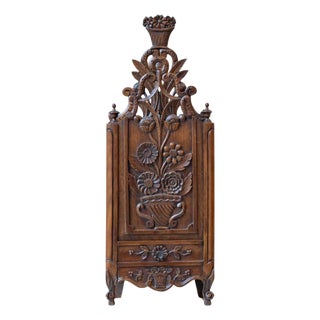 Large Provençal Walnut Fariniero with Carved Openwork, Early 19th Century For Sale