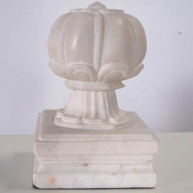 Carved Agra Style Marble Bookends or Paper Weight, Set of 2 For Sale In San Diego - Image 6 of 8