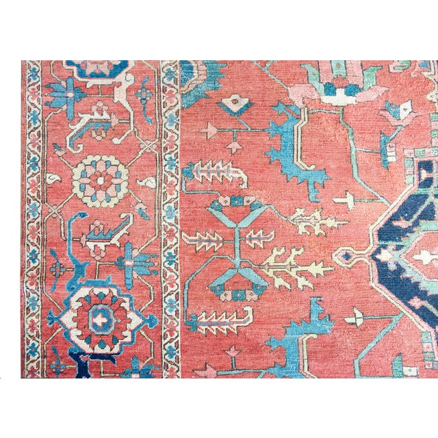 Tribal Late 19th Century Persian Heriz Rug For Sale - Image 3 of 16