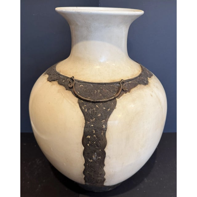 2010s Large John-Richard Ceramic and Bronze Decorative Vase For Sale - Image 5 of 8