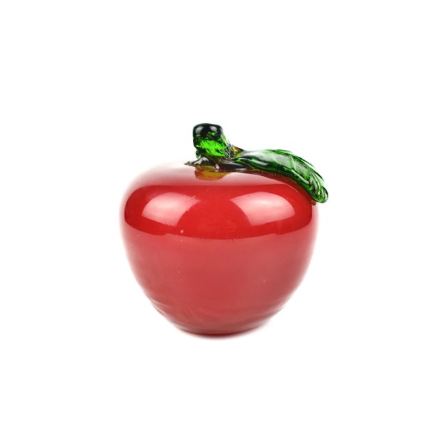 Mid-Century Modern Mid-Century Handmade Red Glass Apple Paperweight Figurine For Sale - Image 3 of 8