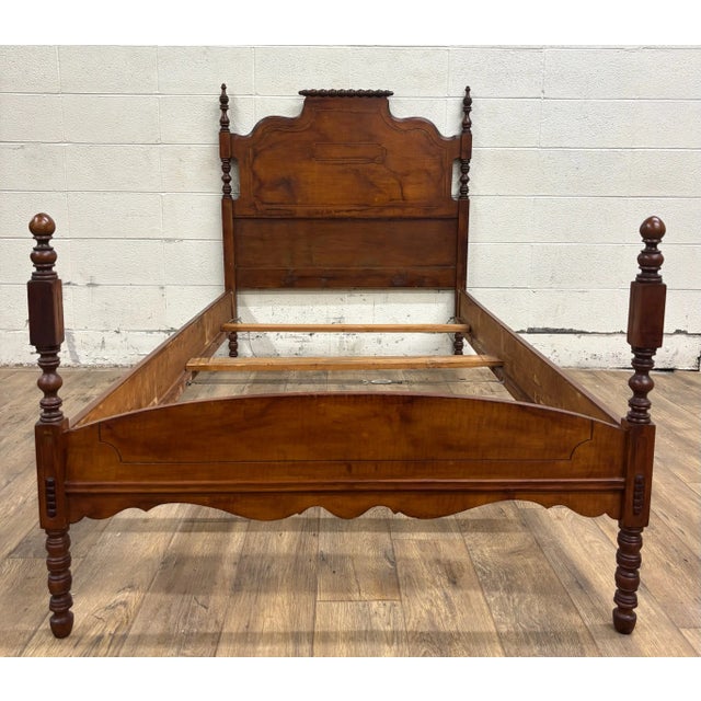 Antique Twin Size Burled or Flame Mahogany Bed For Sale - Image 12 of 12