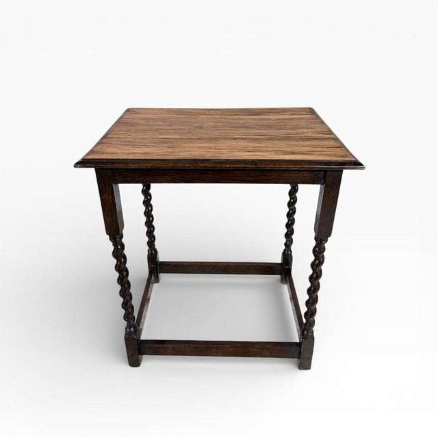Wood Vintage Oak Barley Twist Side Table For Sale - Image 7 of 7