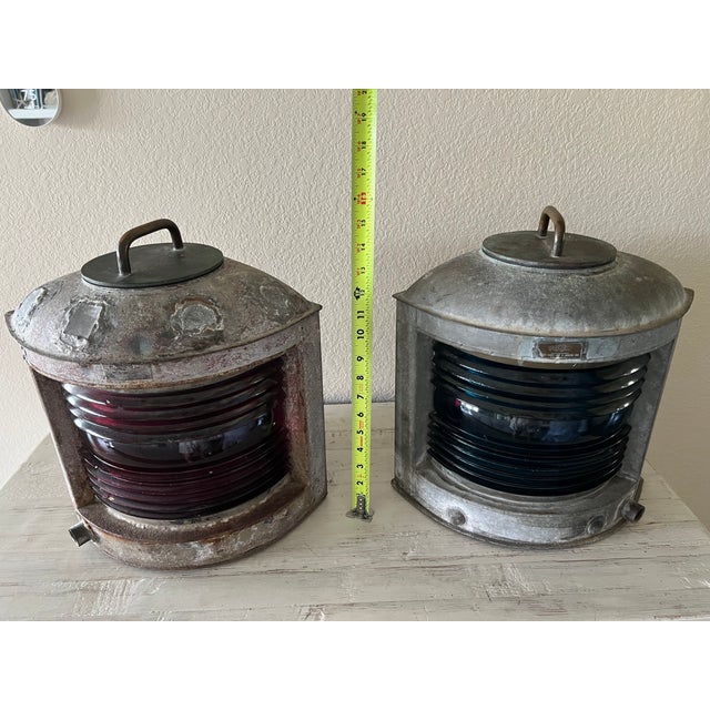 Set of 2 Galvanized Steel Perko Ships Lanterns For Sale - Image 15 of 17