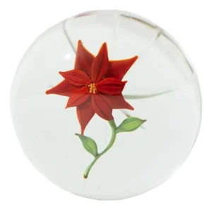 Paul Stankard 1972 Art Glass Red Flower Paperweight
