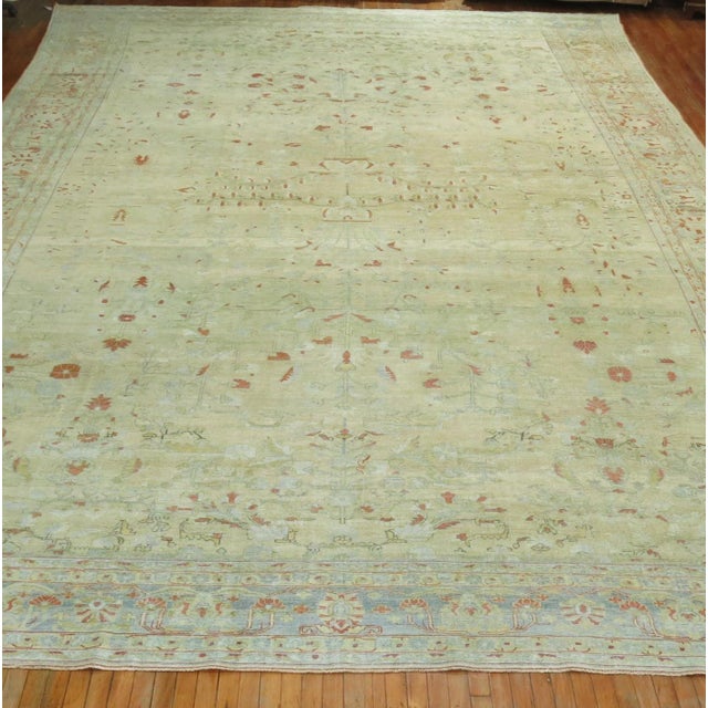 Zabihi Collection Oversize Pale Persian Antique Rug - 13' x 19'8" For Sale - Image 4 of 12