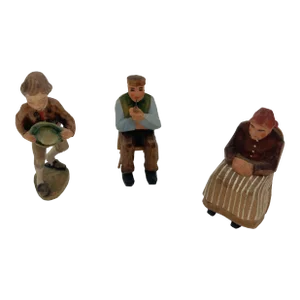 Vintage Swiss Wood Carved Figures - Set of 3