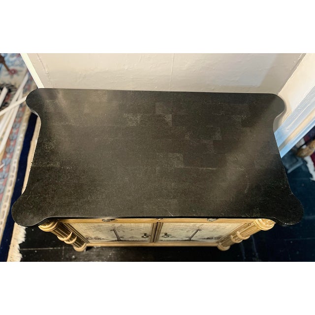 Late 20th Century Hollywood Regency Hand Painted Coastal Cabinet With Stone Top For Sale - Image 5 of 10