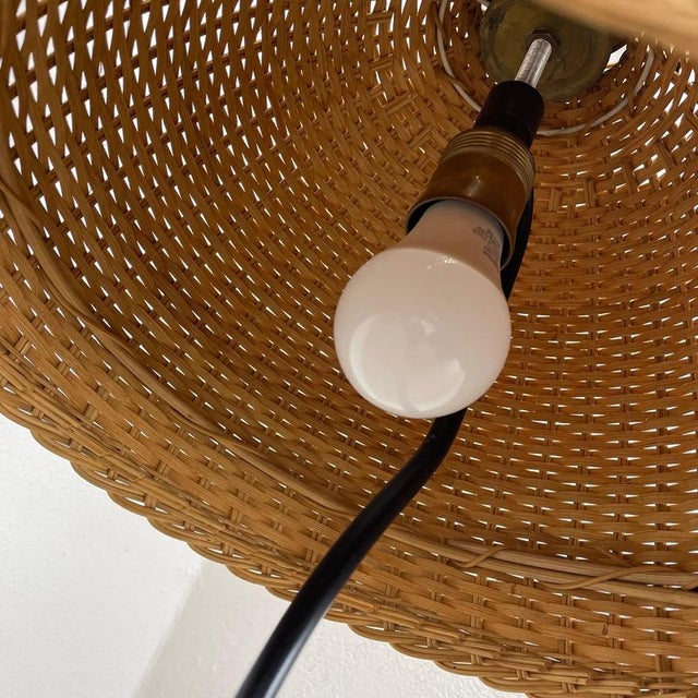 Vintage Austrian Metal and Rattan Tripod Table Light, 1960s For Sale - Image 13 of 18