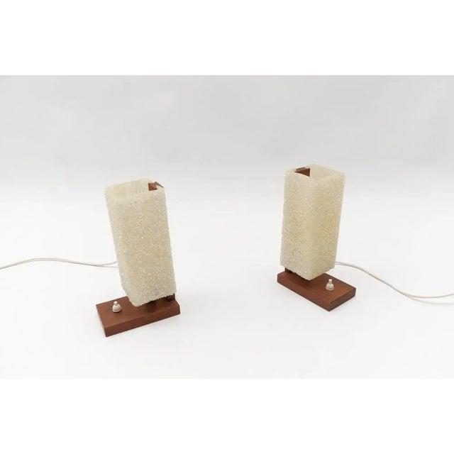 Scandinavian Table Lamps in Teak and Acrylic Granulate, 1960s, Set of 2 For Sale - Image 9 of 9