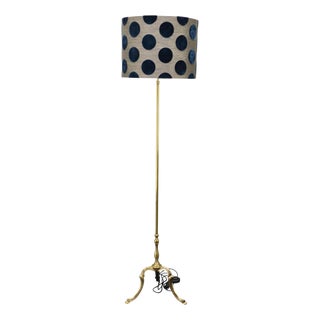 Hollywood Regency Brass Floor Lamp with Romo Shade, Italy, 1950s For Sale