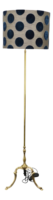 Hollywood Regency Brass Floor Lamp with Romo Shade, Italy, 1950s