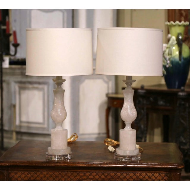 Bring elegance to your formal living room or den with this sophisticated pair of rock crystal table lamps. Crafted in...