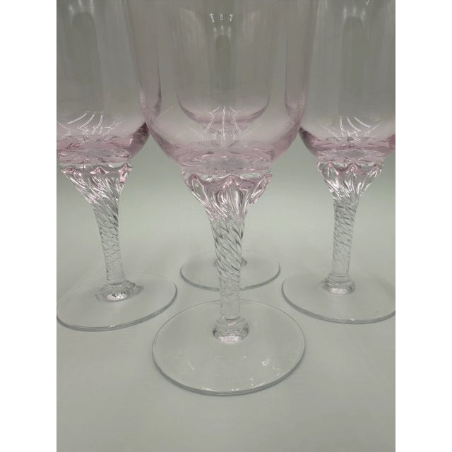 Set of 4 Sasaki Coronation Pink Crystal Water Goblets, 1990s For Sale In New York - Image 6 of 8