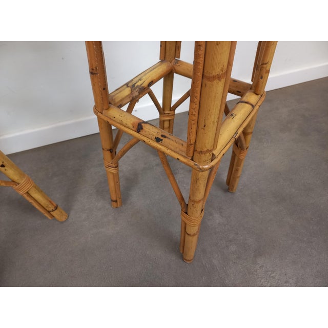 1960s Vintage Rattan Stools, 1960s, Set of 2 For Sale - Image 5 of 18