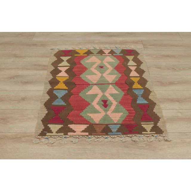 Textile 1980s Tribal Brown Handmade Kilim For Sale - Image 7 of 13