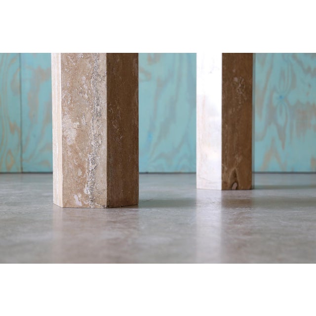 Tan 1960s Post Modern Travertine Hexagonal Pedestal Column End / Drink Tables - Set of 2 For Sale - Image 8 of 10