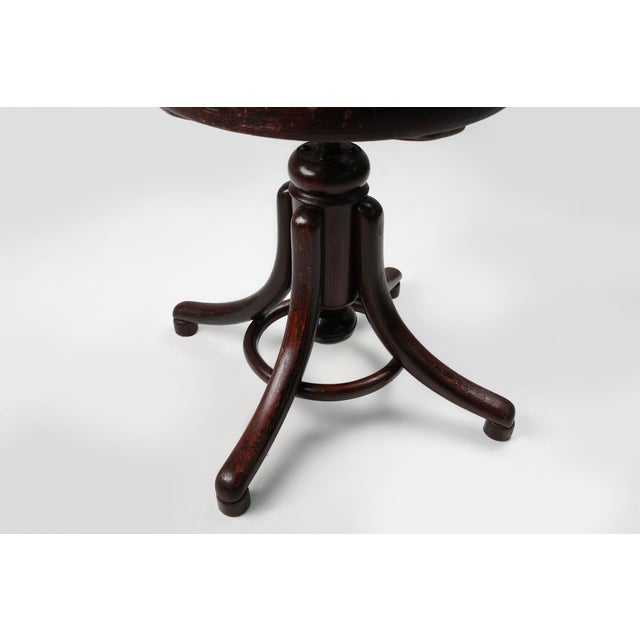 Austrian Piano Stool in Beech and Bentwood by Michael Thonet for Thonet, 1890s For Sale - Image 9 of 12