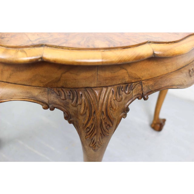 Large Mid-Century Baroque Style Coffee Table with Claw Foot Legs & Burl Wood Scalloped Top For Sale - Image 6 of 11