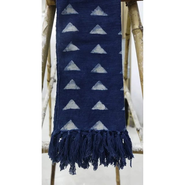 Contemporary Cotton Handwoven Block Printed Throw Blanket For Sale - Image 4 of 6