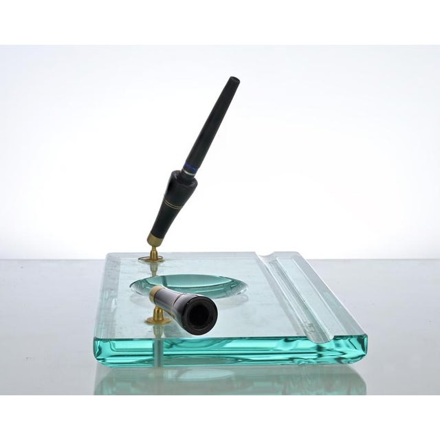 Vintage Glass Writing Desk Set, Italy, 1970s, Set of 3 For Sale - Image 3 of 6