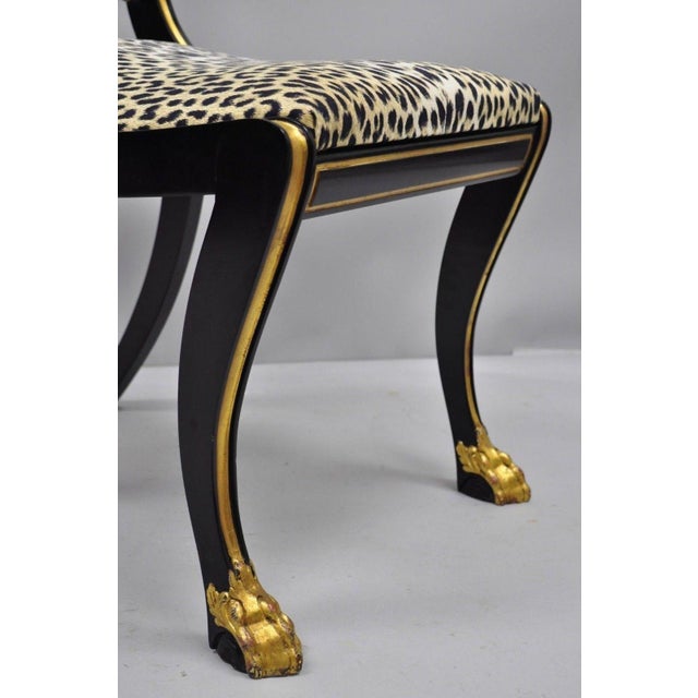 Black and Gold Regency Style Paw Feet Dining Chairs - Set ...