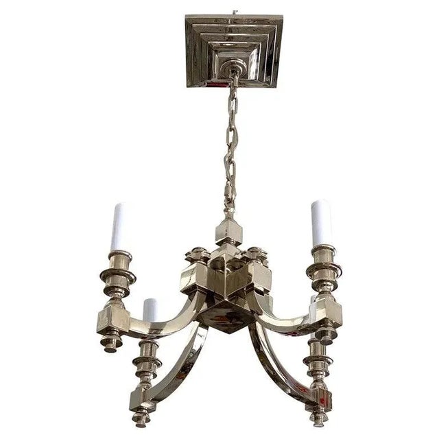 4-Light Chandelier Nickel Plated Georgian Style For Sale - Image 13 of 13