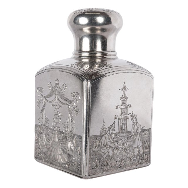 Late 19th Century Antique Russian Imperial Silver Chinoiserie Tea Caddy Gustav Klingert Moscow For Sale - Image 5 of 12