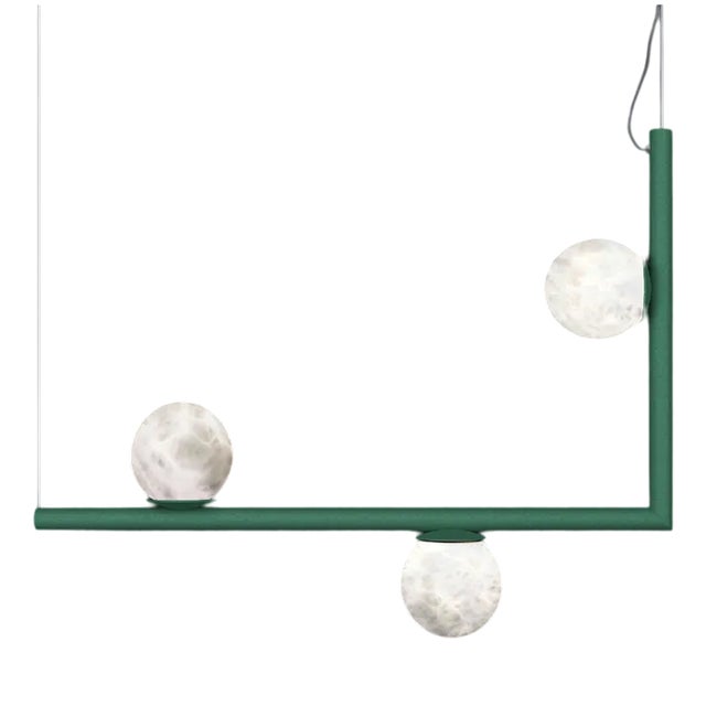 Ofione 1 Freedom Green Metal Pendant Lamp by Alabastro Italiano For Sale