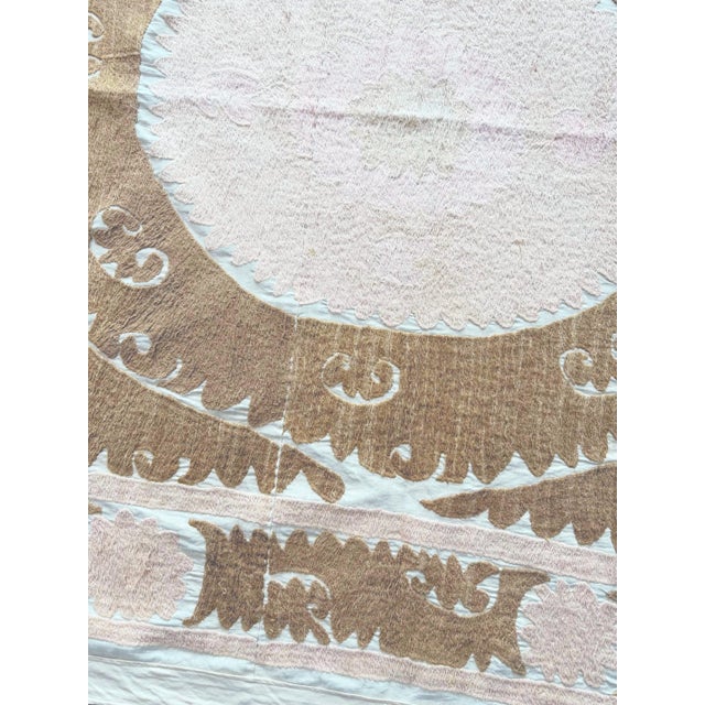 Vintage Hand-Embroidered Terracotta Suzani From Uzbek For Sale - Image 4 of 8