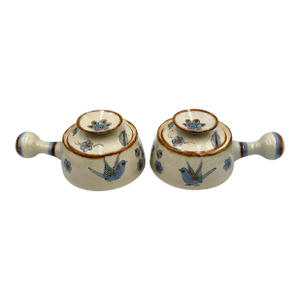 1960s Ken Edwards El Palomar Tonala Pottery Covered Casserole Serving Dishes - 2pc