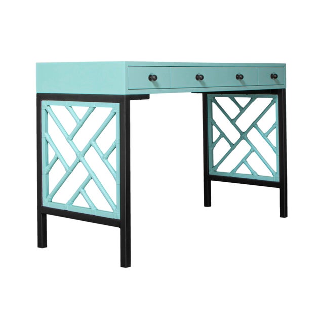 Chippendale Writing Desk - Turquoise For Sale - Image 9 of 9