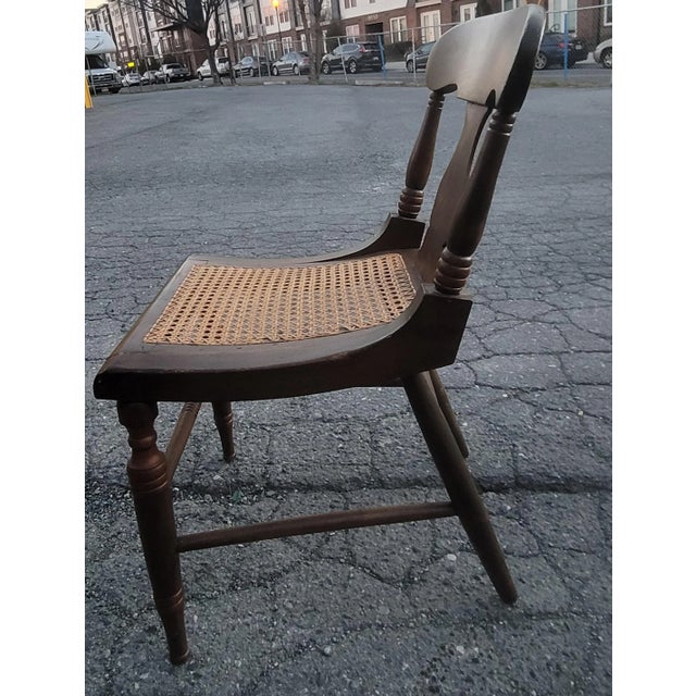 Early 20th Century American Victorian Cane Seat Low Side Chair For Sale - Image 4 of 7