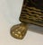 Black 1980s Hand‑Painted Black & Gold Chinoiserie Metal Cachepot / Wastebasket With Brass Paw Feet - Palm Beach Chic, Grandmillennial & Traditional . For Sale - Image 8 of 9