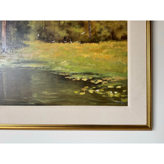 Green Vintage Tropical Landscape Oil on Canvas Painting by Nandor Horthy, Framed/ Sold For Sale - Image 8 of 11