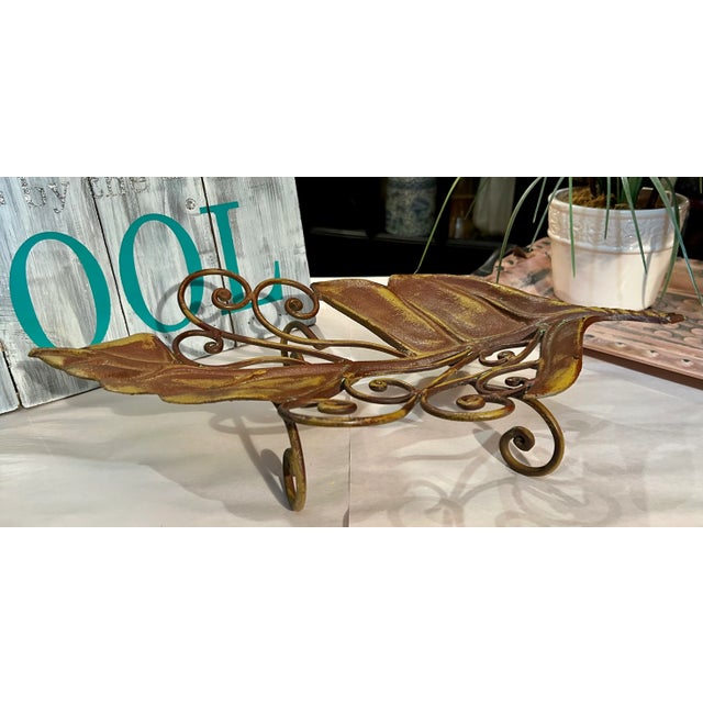 Vintage Wrought Iron Tray With Scroll Legs For Sale - Image 4 of 8