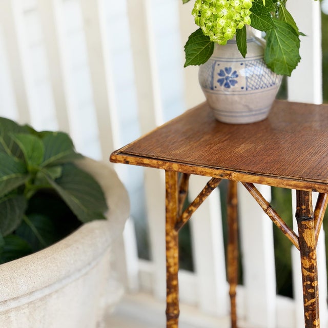 Antique English Tortoiseshell Bamboo Tall Side Table or Plant Stand, Circa 1900 For Sale - Image 11 of 11