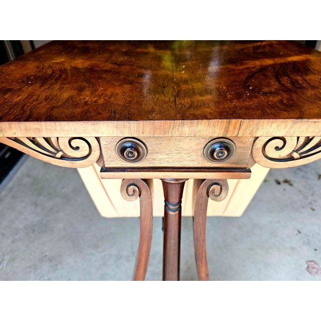 Wood Antique 1830's English Rosewood Sewing Table For Sale - Image 7 of 10