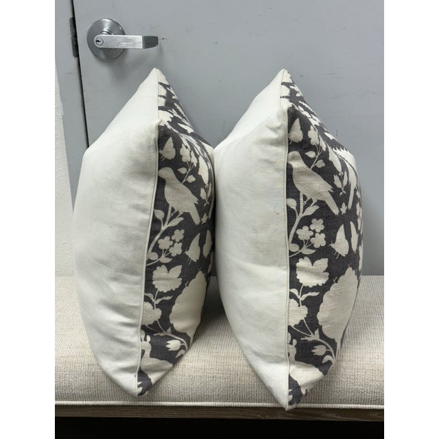 Schumacher Schumacher Chenonceau Botanical Bird Throw Pillows, Pair For Sale - Image 4 of 12