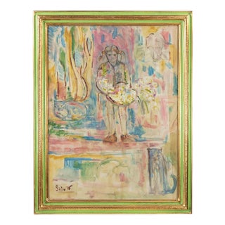 Sirio Pellegrini, Girl, Oil Painting, 1976 For Sale