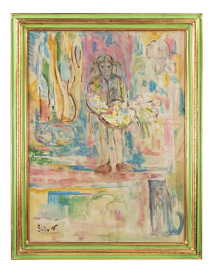 Sirio Pellegrini, Girl, Oil Painting, 1976