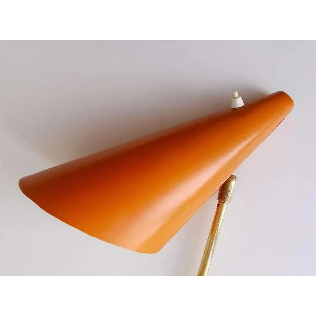Orange Modernist Vienna Cone Clamp Lamp attributed to J. T. Kalmar, 1950s For Sale - Image 8 of 11