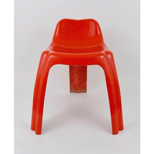 Gold French Orange Fiberglass Chair by Patrick Gingembre for Paulus, 1970s For Sale - Image 8 of 11