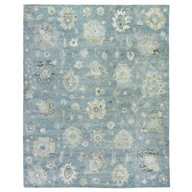 Rugs Evie Hand Knotted Wool Light Blue & Multi - 14'x18' For Sale - Image 9 of 9